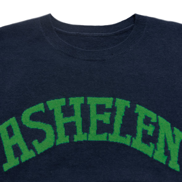 【ASHELEN】SALE★インターシャロゴ・フレンチスリーブカシミヤ混セーター(087450600)