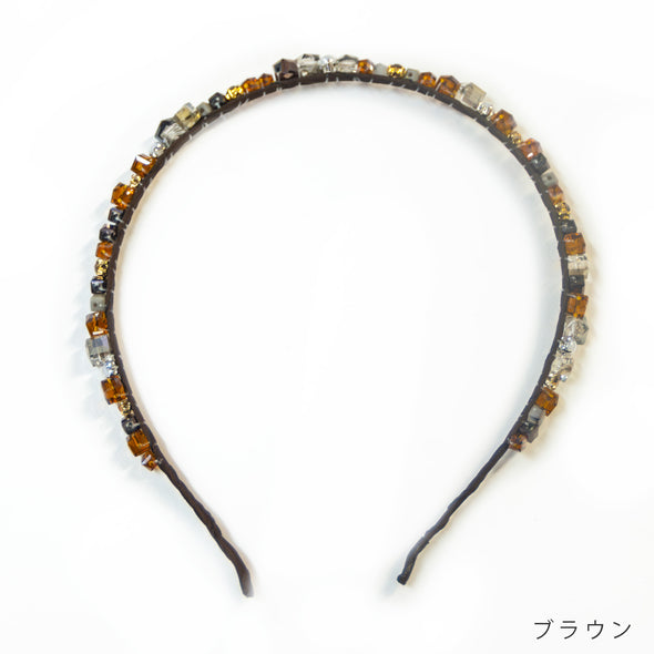 【accessoire du H.】サテン巻き・ビーズ付カチューシャ(105451107)